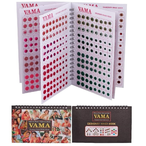 Vama Fashions Multicolour Plain Glitter Sparkle Shaded Crystal Diamond Stone Bindi Booklet Reusable Self-Adhesive Sticker For Women (Designer Bindi Book)