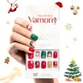 thumbnail image 1 of Vamony Press on Nails, Short Square False Nails Tips Kit with Adhesive Tabs, Mani Sticks and Files, 60 Count Xmas02 French Fake Nails Set Gift for Girls Women, 1 of 11