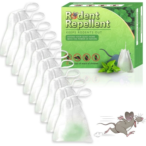 Vamoo 10 Pouches Rodent Repellent Bags, Peppermint Scented Sachets to Keep Mice & Rats Away