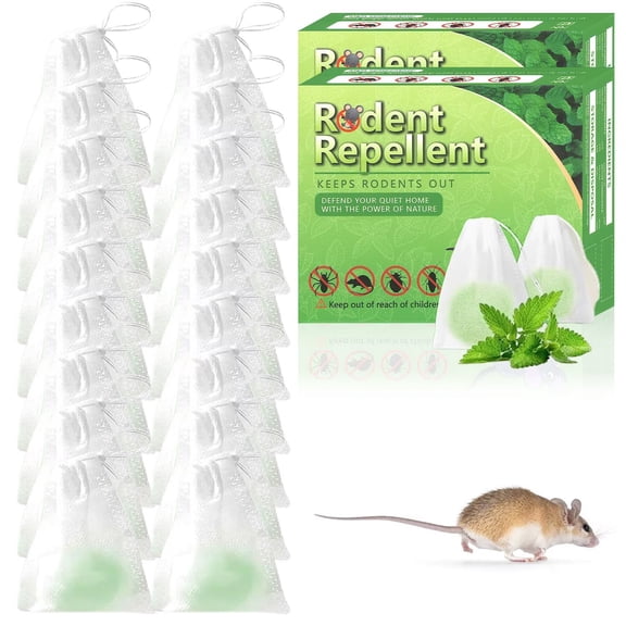 Vamoo 20 Pack Rodent Repellent Peppermint Oil to Repels Mice and Rats Squirrel and Other Rodents for Home Garages RV Closets Trucks Car Engines, Mouse Deterrent for Keep Mice Out