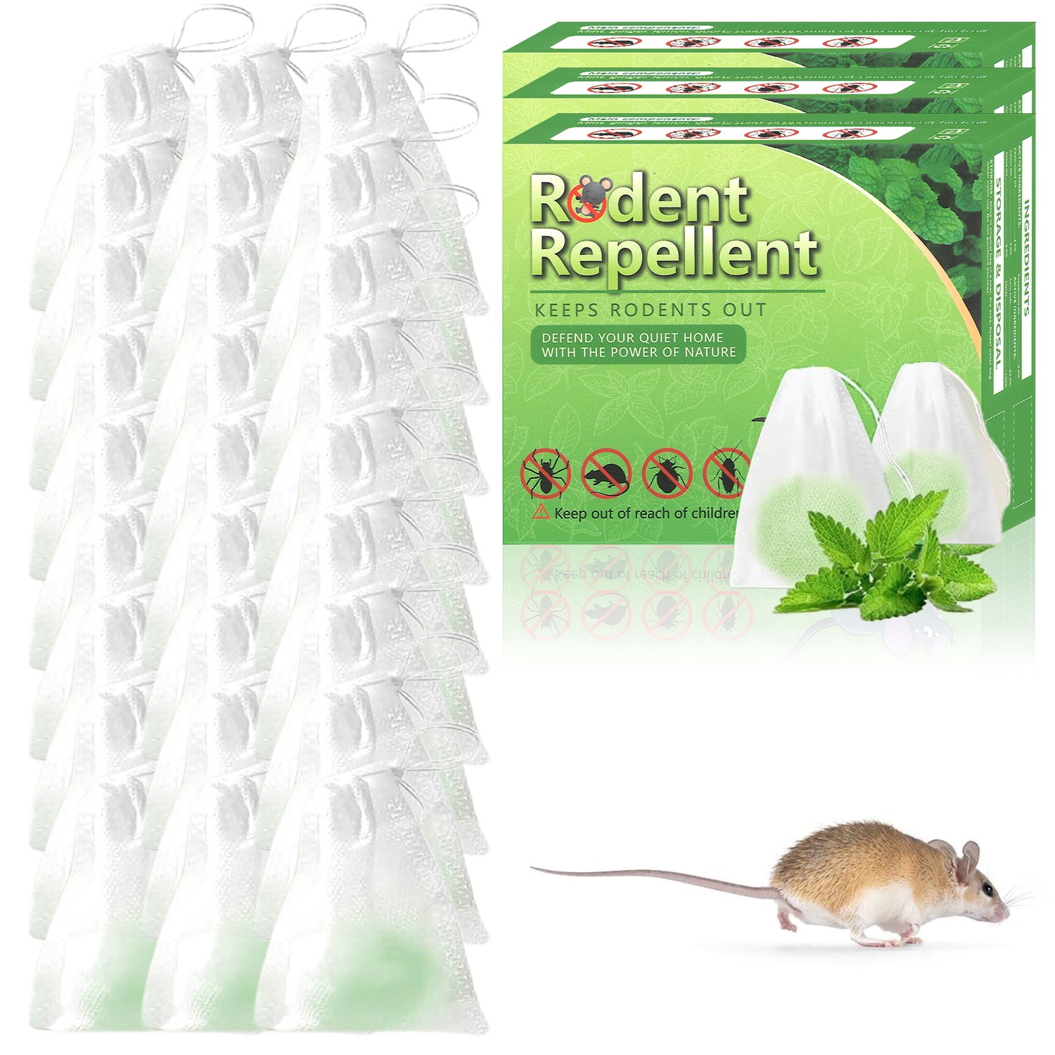 Vamoo 30 Pack Rodent Repellent Peppermint Oil to Repels Mice and Rats Squirrel and Other Rodents for Home Garages RV Closets Trucks Car Engines, Mouse Deterrent for Keep Mice Out