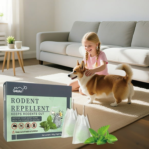 Vamoose 10 Pack: Natural Mouse Repellent Pouches - rodent repellent Peppermint Oil Formula, 90-Day Protectionfor Home, Car & Garden, Pet Safe