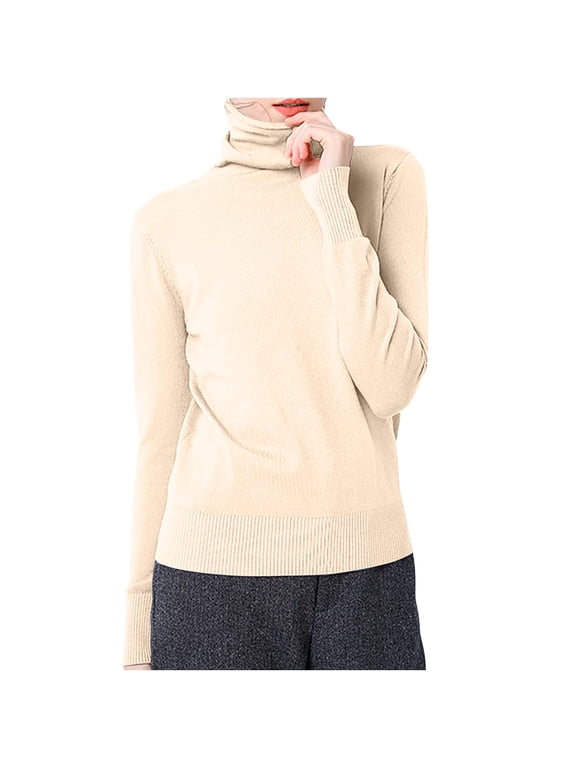 Turtleneck Sweater for Women Basic Undershirts Knit Long Sleeve Tops Lightweight Fall Winter Pullover Sweaters