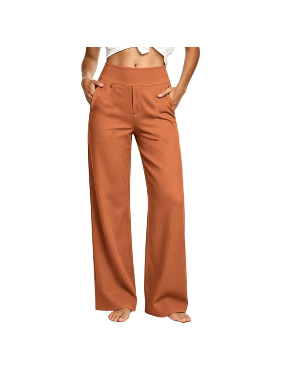 Women's Dress Pants Business Casual Office Work Trousers for Womens Wide Leg Formal Pants with Pockets