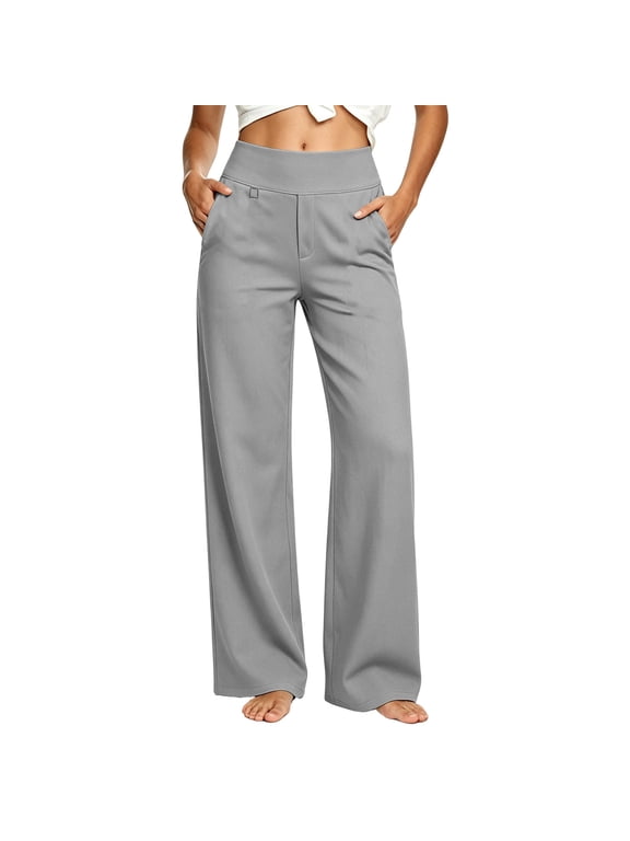 Women's Dress Pants Business Casual Office Work Trousers for Womens Wide Leg Formal Pants with Pockets