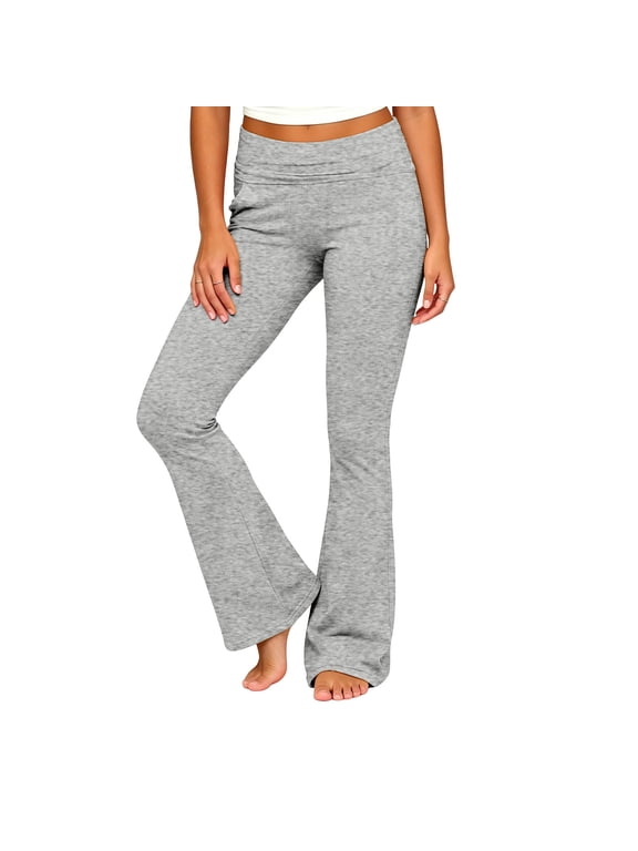 Women's Flare Leggings Low Rise Workout Yoga Bootcut Pants Bell Bottoms Slim Stretch Gym Leggings for Ladies