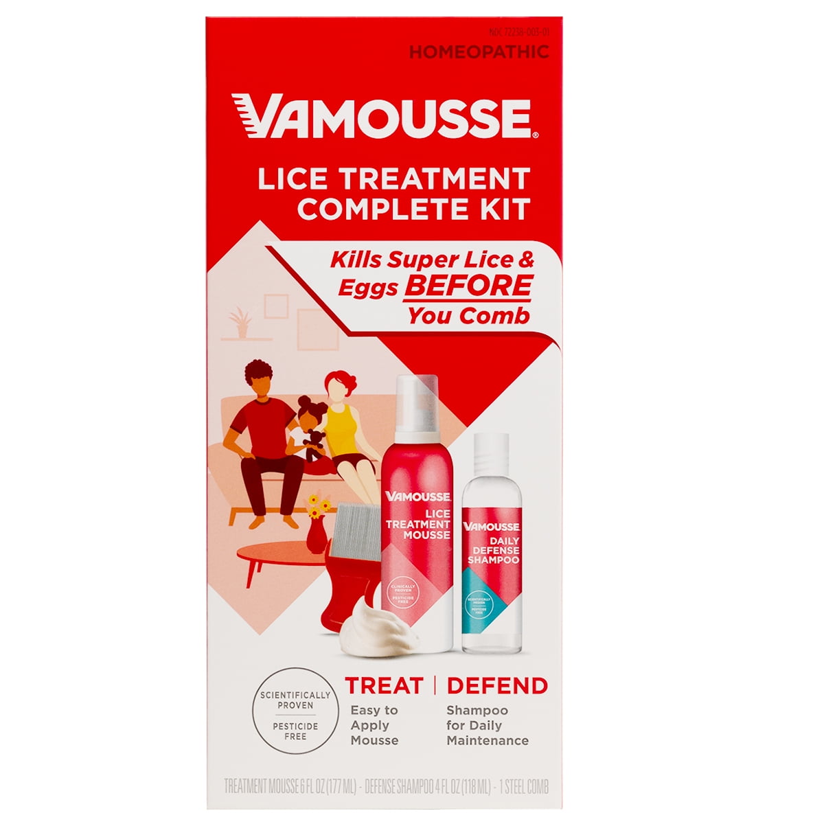 Vamousse Lice Defense Daily Shampoo, Super Lice Killing and Prevention, 10  fl. oz. 