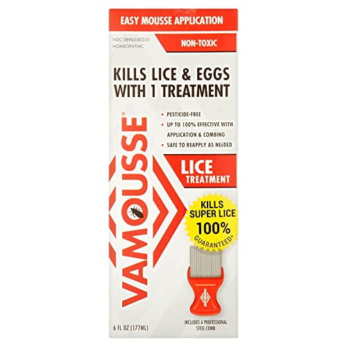 Vamousse Lice Treatment Mousse (6 fl oz), Pesticidefree, Clinically