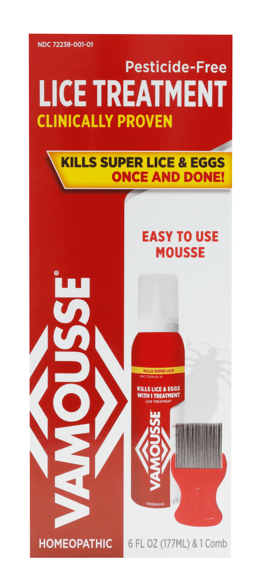 Vamousse Lice Treatment Mousse for Kids & Adults, Kills Super Lice