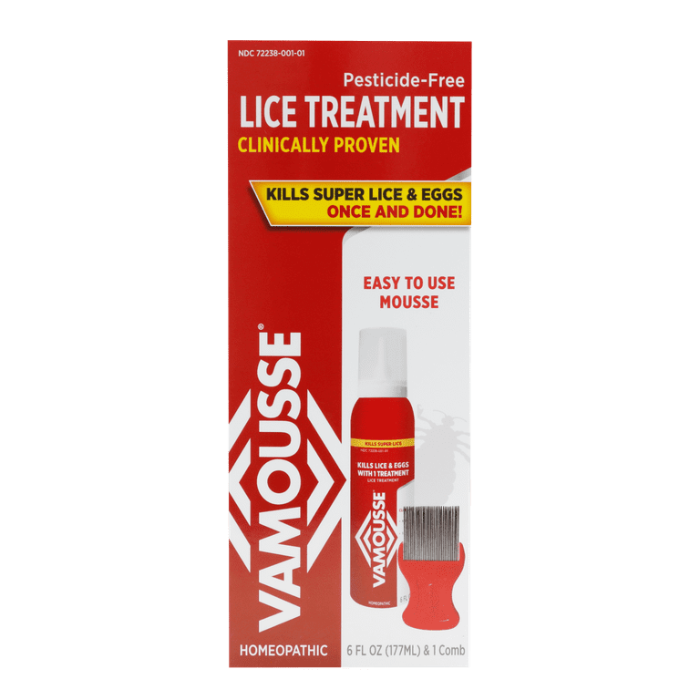 Vamousse Lice Treatment Mousse for Kids & Adults, Kills Super Lice & Eggs  In 1 Treatment, 6 oz 