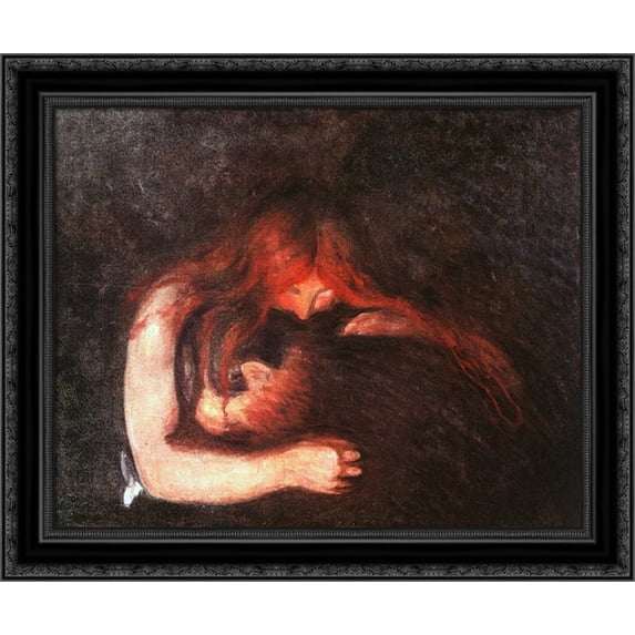 Vampire 24x20 Black Ornate Wood Framed Canvas Art by Munch, Edvard