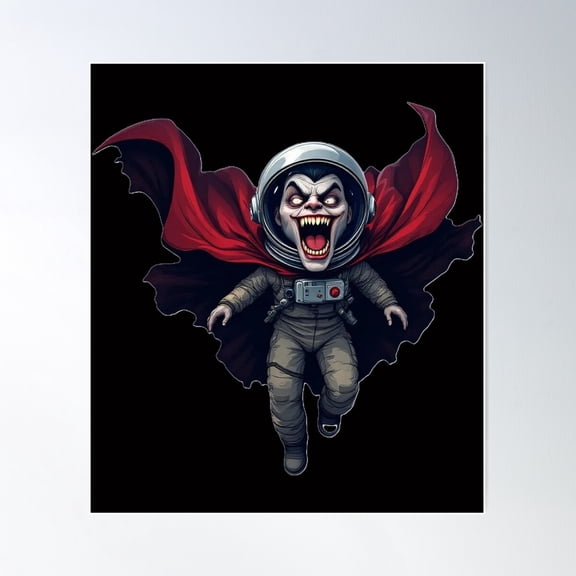 Vampire Astronaut Mashup Sci-Fi Horror Poster Wall Art, Modern Wall Decor For Living Room Bedroom, 24x36 UNFRAMED
