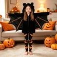 thumbnail image 1 of Bat Outfit for Girls Hooded Full Zipper Jacket with Wings Printed Leggings for Halloween Party, 1 of 6