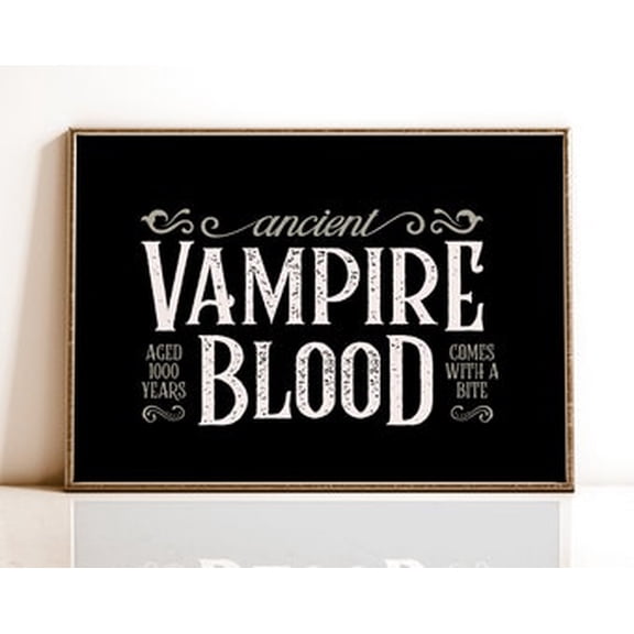 Vampire Blood Halloween Poster Wall Art Spooky Victorian Vintage Type Poster Halloween Decor Sign, Poster Only