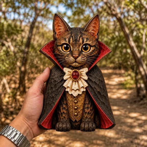 Vampire Cat Decorative Figurine for Tabletop Halloween Display