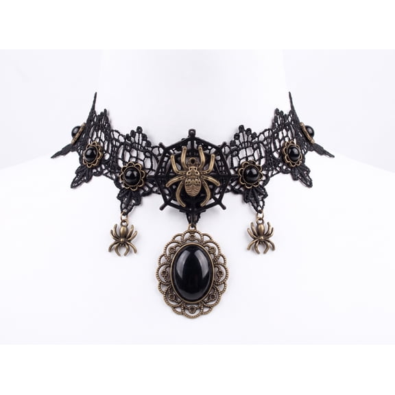 Underwraps, Vampire Choker, Black Beads Lace, Costume Accessory