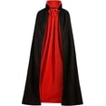 thumbnail image 1 of Vampire Cloak Costume - Adult Halloween Costume - Double-sided Standing Collar Cloak in Black and Red, 1 of 4