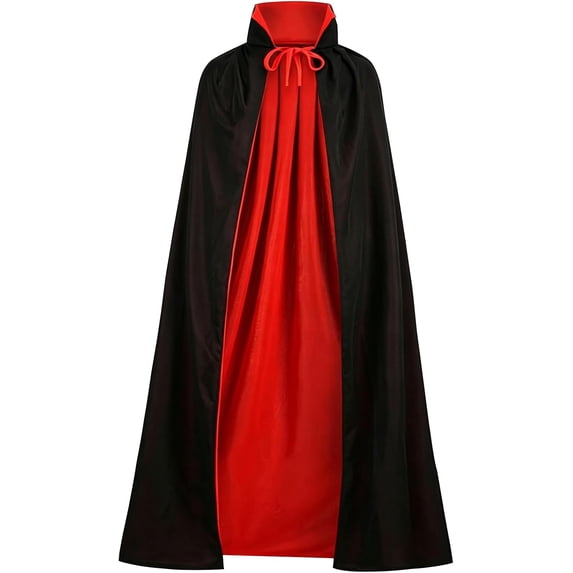 Vampire Cloak Costume - Adult Halloween Costume - Double-sided Standing Collar Cloak in Black and Red