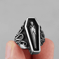 thumbnail image 1 of Vampire Coffin Ghost 14K White Gold Mens Rings Gothic Punk Unique Cool for Male Boyfriend Jewelry Creativity Gift, 1 of 11