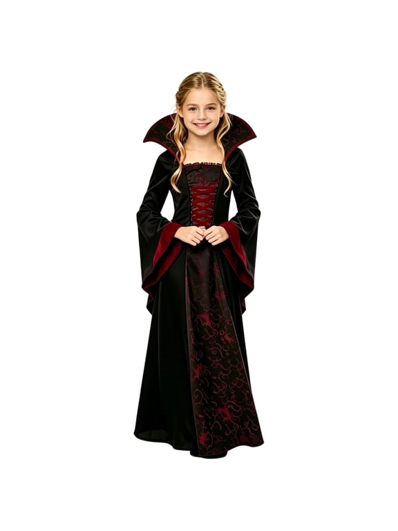 Vampire Costume Halloween Scary Vampire Queen Costume for Halloween Dress Up Vampire Outfit Spooky Girls Dress Up Party Cosplay Vampire Themed Party