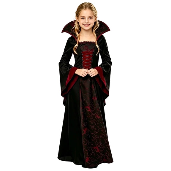 Vampire Costume Halloween Scary Vampire Queen Costume for Halloween Dress Up Vampire Outfit Spooky Girls Dress Up Party Cosplay Vampire Themed Party