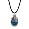 thumbnail image 1 of Vampire Demon Blood Moon Fantasy Antiqued Oval Charm Pendant with Black Satin Cord, 1 of 4