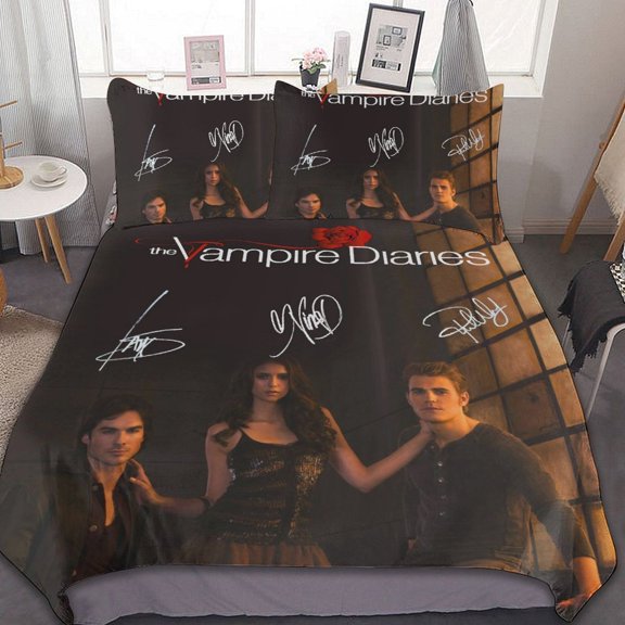 The Vampire Diaries Bed Duvet Cover Microfiber Bedding Sets 3D Printed Lightweight 3 Piece Comforter Sets, 1 Duvet Cover And 2 Pillow Shams for Kids Boys Girls 102"x90"