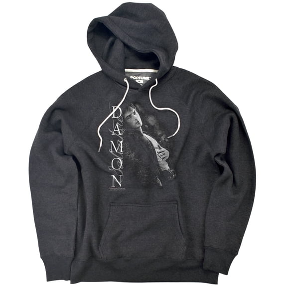 Vampire Diaries Besides Me Unisex Adult Slim Fit Pull-Over Heather Hoodie, Charcoal, Medium