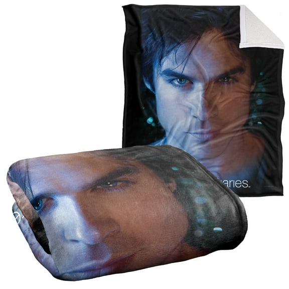 Vampire Diaries Blanket, 50"x60", Damon Eyes Silky Touch Sherpa Back Super Soft Throw Blanket