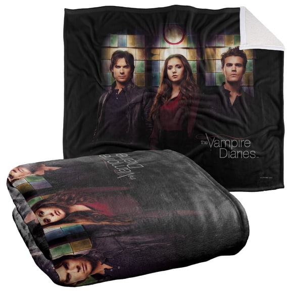 Vampire Diaries Blanket, 50"x60", Stained Windows Silky Touch Sherpa Back Super Soft Throw Blanket