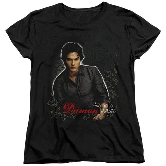 Vampire Diaries Damon Women's T Shirt (Medium) Black