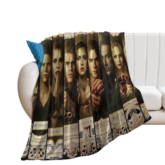 The Vampire Diaries Elena Damon-0 Luxury Flannel Blanket - Super Soft Anti-Static Plush Warm Blanket for Sofa Bed - Extra Large Cozy Blanket for Men and Women, Home Decor Gift.