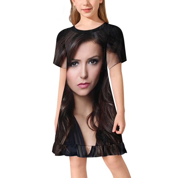 Vampire Diaries Girls Short Sleeve Dress Soft Cute Designs Dresses Casual T-Shirt Dress 110CM