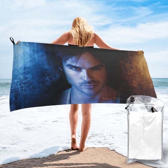 Vampire Diaries Ian Somerhalder Quick Dry Bath Towel Lightweight Soft Absorbent Beach Towel For Bathroom Shower Swimming Pool Gym Spa