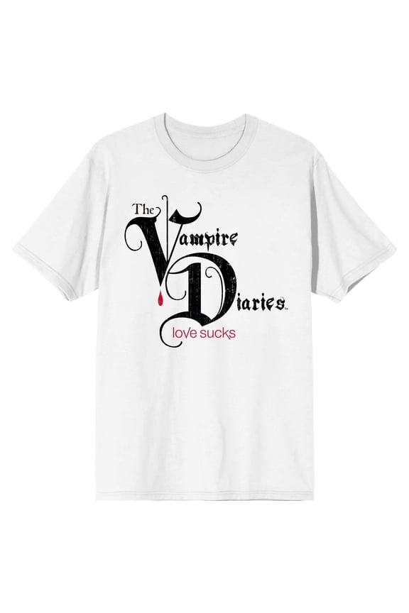 Vampire Diaries Logo Love Sucks Men's White T-shirt
