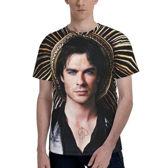 Vampire Diaries Men's Short-Sleeve T-Shirt Summer Casual Tee Top Breathable Crewneck T-Shirt X-Large