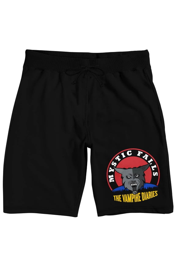 Vampire Diaries Mystic Falls Werewolf Men's Black Sleep Pajama Shorts-Small