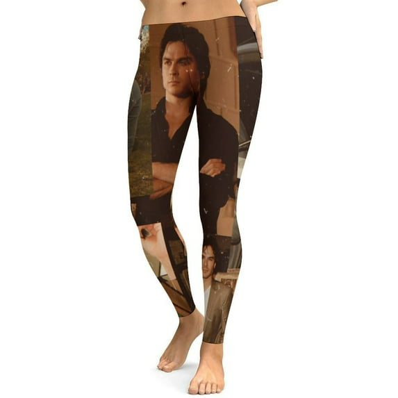 Vampire Diaries Pattern Yoga Pants Women High Waisted Tummy Control Non See-Through Elastic Running Workout Yoga Leggings Pants