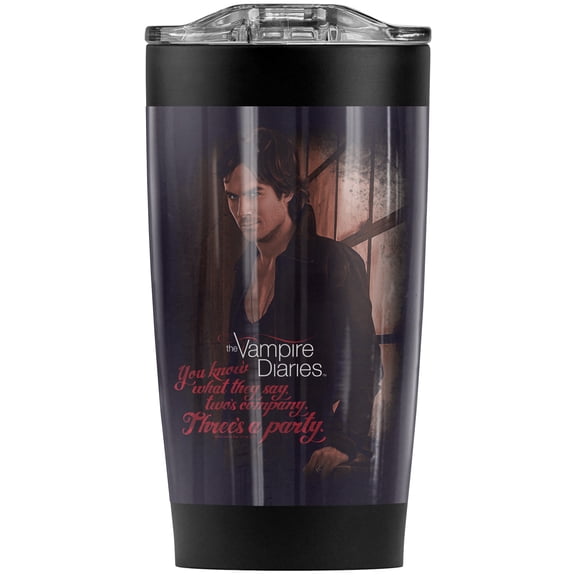 Vampire Diaries/Threes A Party Stainless Steel Tumbler 20 oz Coffee Travel Mug/Cup, Vacuum Insulated & Double Wall with Leakproof Sliding Lid | Great for Hot Drinks and Cold Beverages