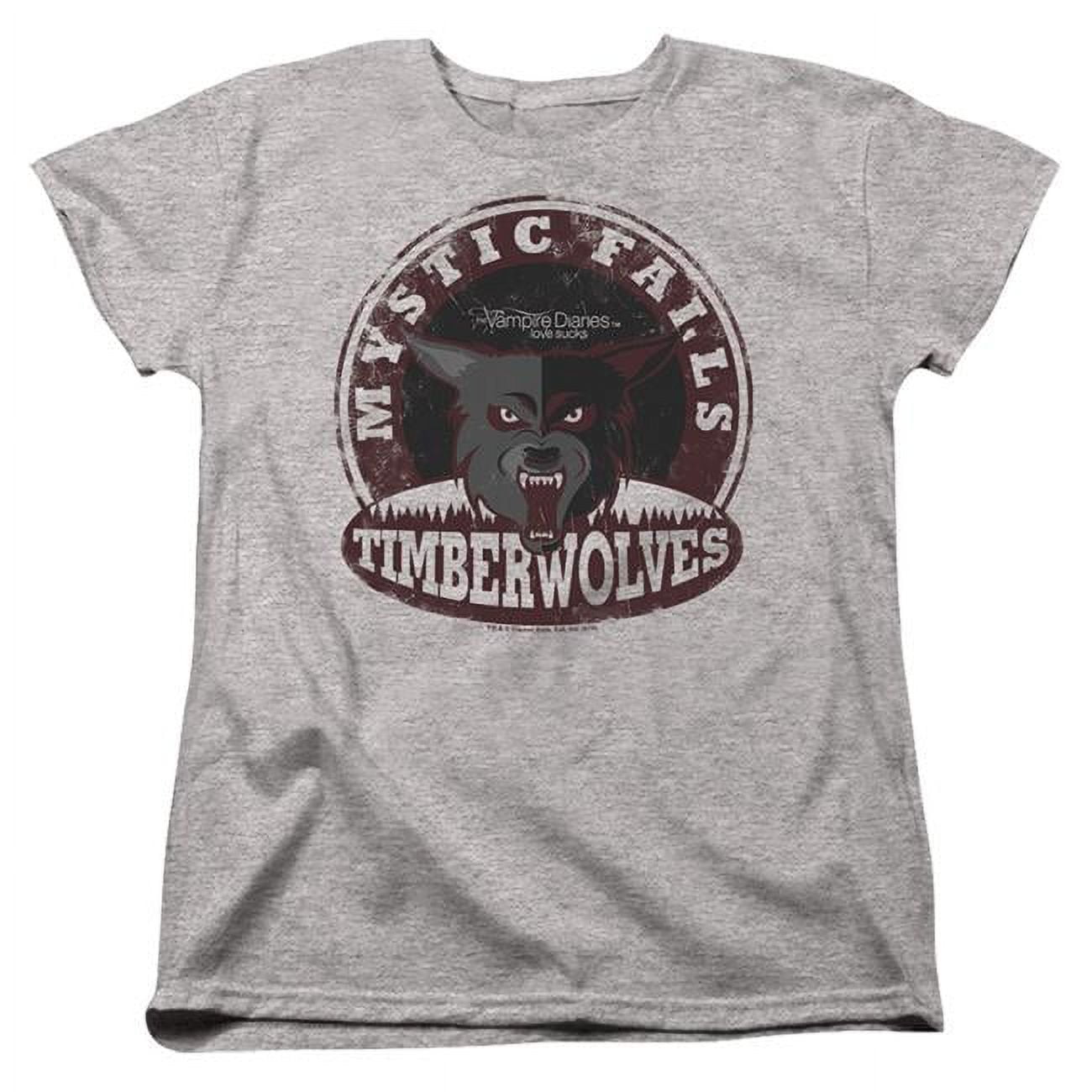 Vampire Diaries & Timberwolves Short Sleeve Women T-Shirt, Athletic Heather - Medium Vampire Diaries & Timberwolves Short Sleeve Women T-Shirt, Athletic Heather - Medium