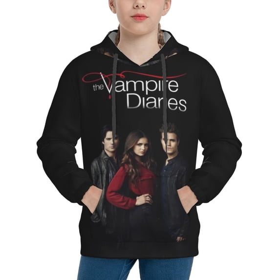 Vampire Diaries Youth Hoodies 3D Print Pullover Hooded Sweatshirt Unisex Casual Sweater Tops Blouse Long Sleeve Kids Hoodie Small