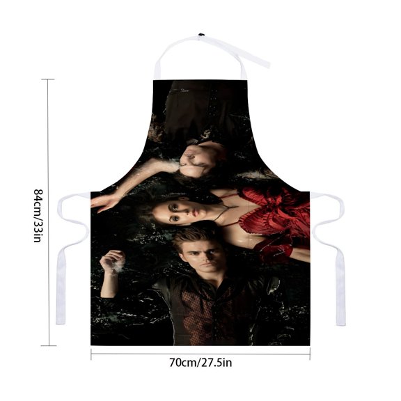 The Vampire Diaries apron with pockets and waterproof features, adjustable for adult kitchen cooking, perfect for drawing and craftsfor 33" x 28"70X84cm).