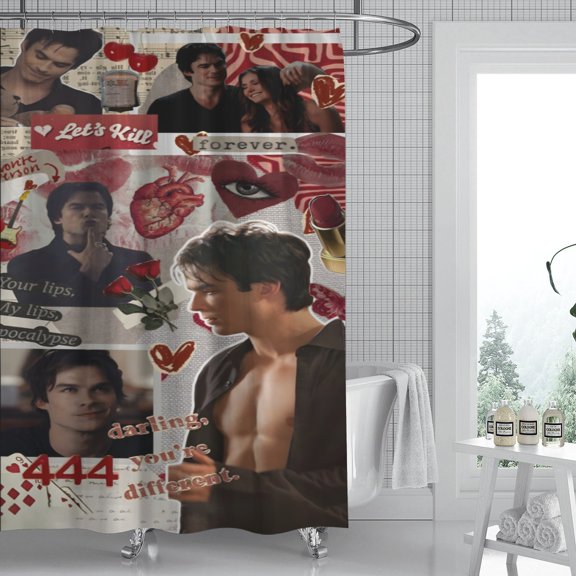 The Vampire Diaries shower curtain boasts a stunning design, features waterproof material, and is easy to install, transforming your bathroom into a stylish retreat. Size: 59" x 71" (150 x 180 cm).