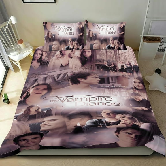 The Vampire Diaries-themed Bed Sheet Set Three Piece Set Comfortable And Skin Friendly Unique Design Home Decor Gifts For Family Friends fans54''x79''135cm*200cm
