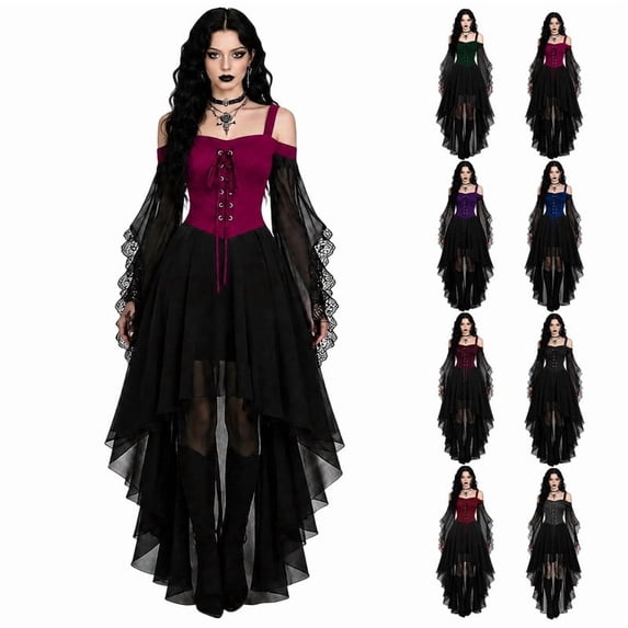 Vampire Dress Women, Dress Renaissance Retro Gothic Bell Sleeves Adults Halloween Dresses Outfit