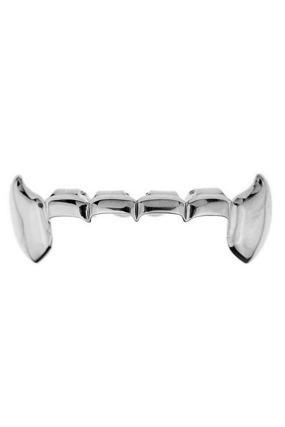 Vampire Fangs Half Grillz Silver Tone Slim Bottom Lower Fang Canine Teeth Grills