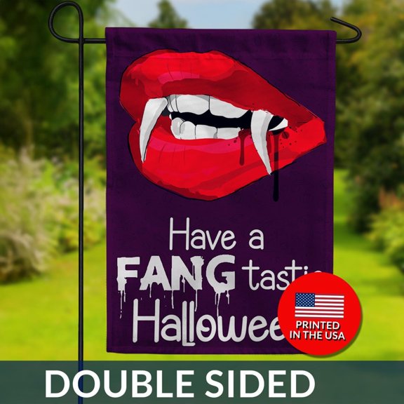 Vampire Fangs Halloween Flag Gothic Red Lips Double Sided 1