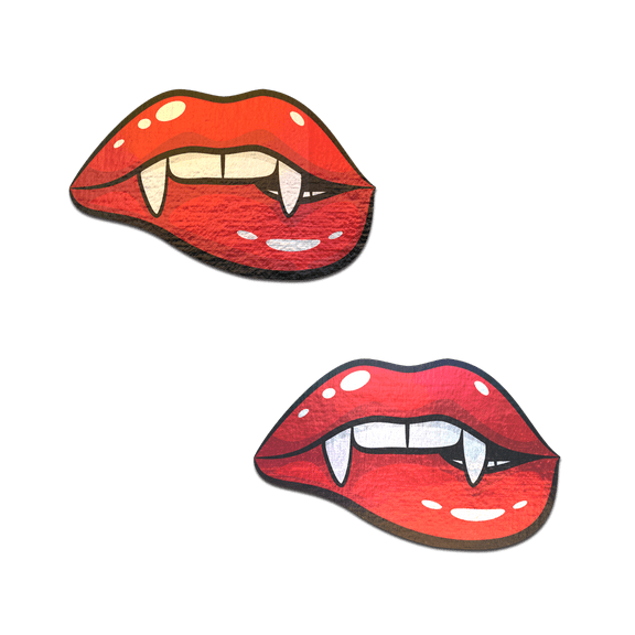 Vampire Fangs Pasties Biting Lip Breast Covers by Pastease