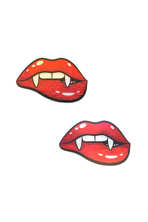 Vampire Fangs Pasties Biting Lip Breast Covers by Pastease