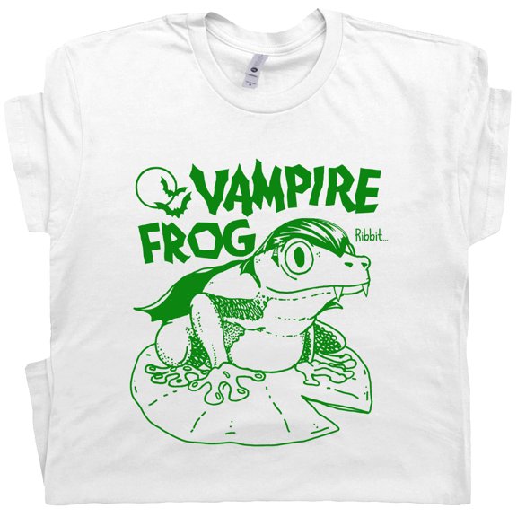 Vampire Frog T Shirt Funny Frog and Toad Shirts Cool Dracula Graphic Tee For Men Women Vintage Amphibian Cute Reptile Silly Horror